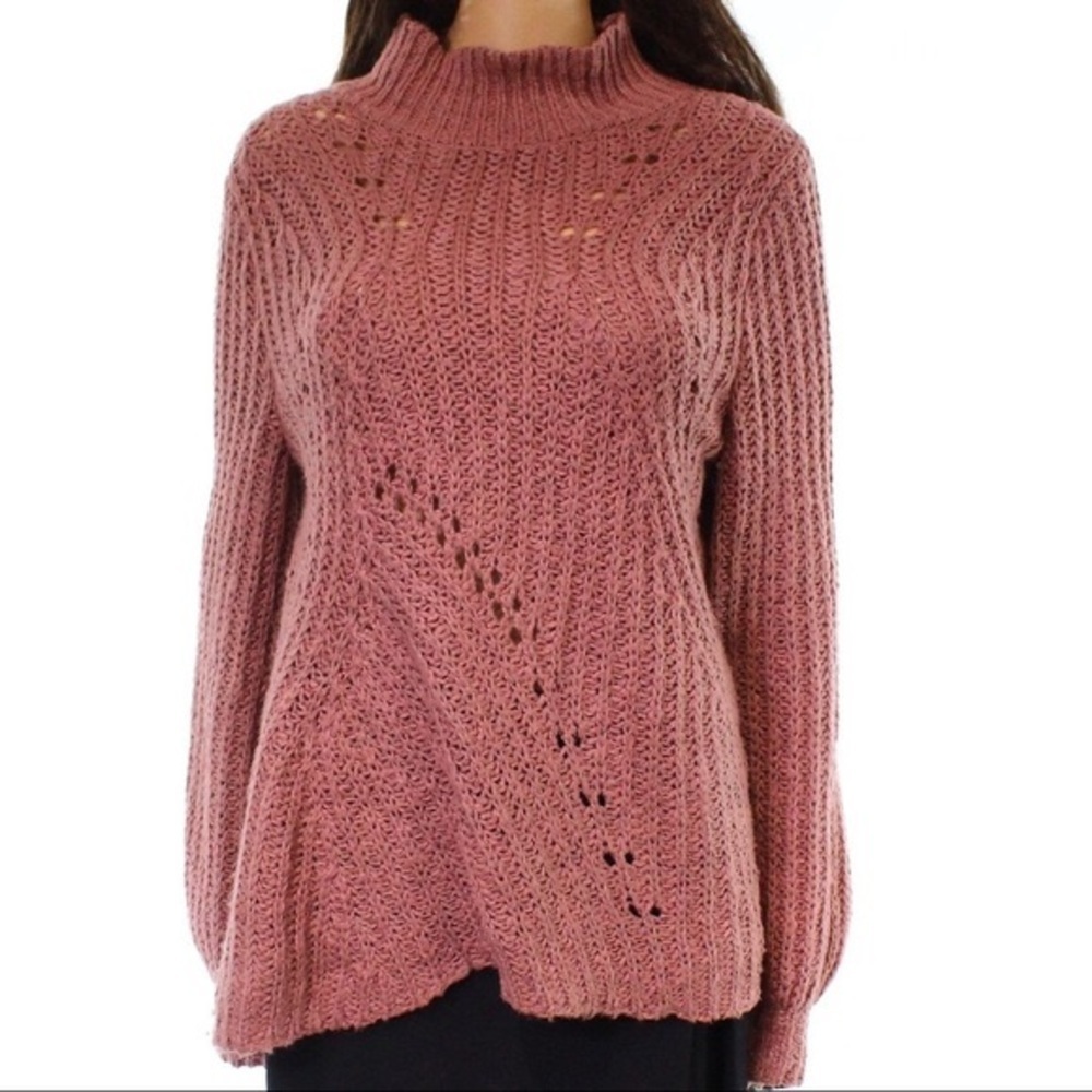 Lucky Brand Rose Mock Knit Loose Fit Sweater